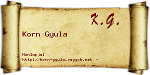 Korn Gyula névjegykártya